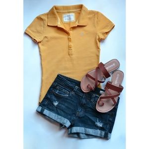 Aeropostale S Yellow Stretch Cotton Polo Shirt
